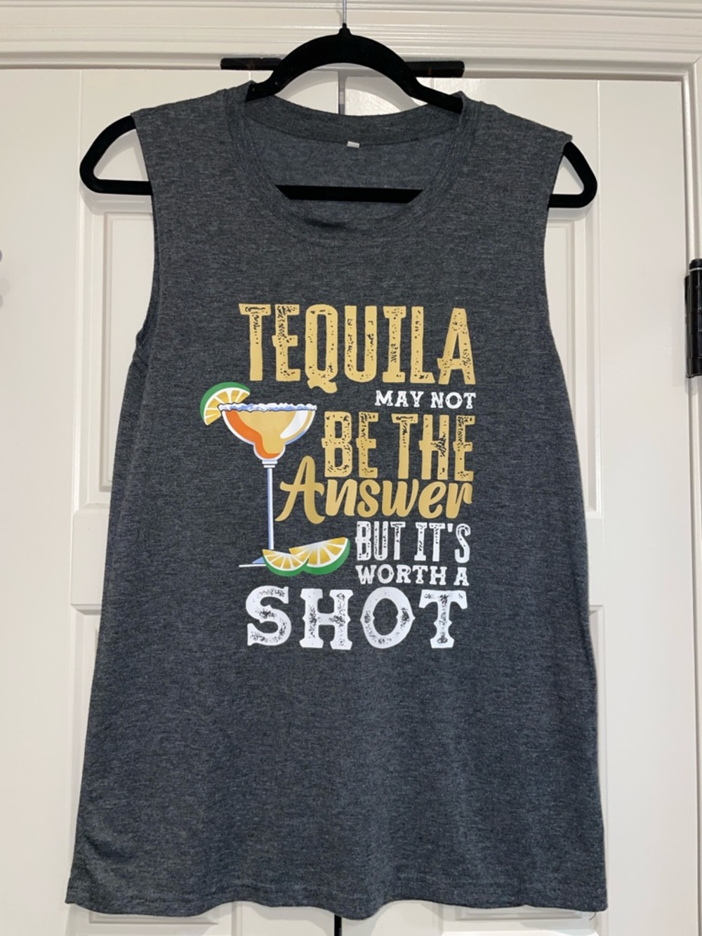 Graphic Muscle Tee with Yellow Tequila Design